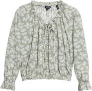 Veronica Beard Williamsen Floral Button-Up Bubble Hem Top