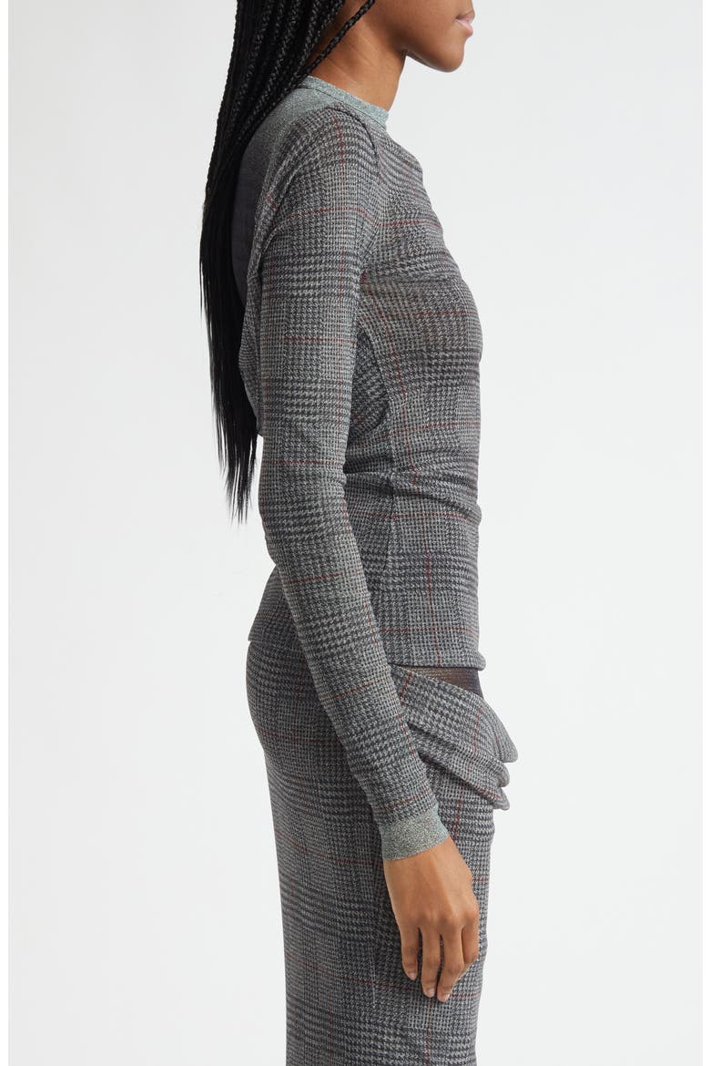 The Prince of Wales Plaid Tulle Top, Alternate, color, LIGHT GREY/ VANILLA/ RED