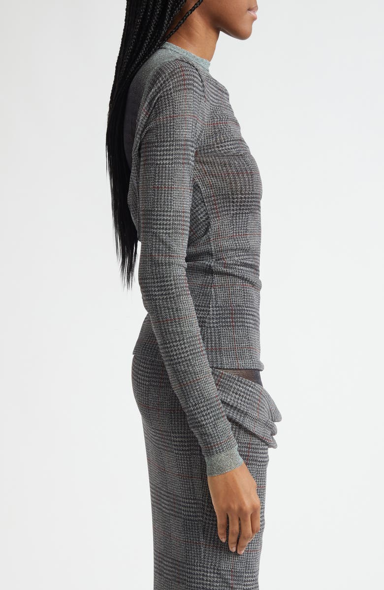 Jean Paul Gaultier The Prince of Wales Plaid Tulle Top, Alternate, color, Light Grey/ Vanilla/ Red