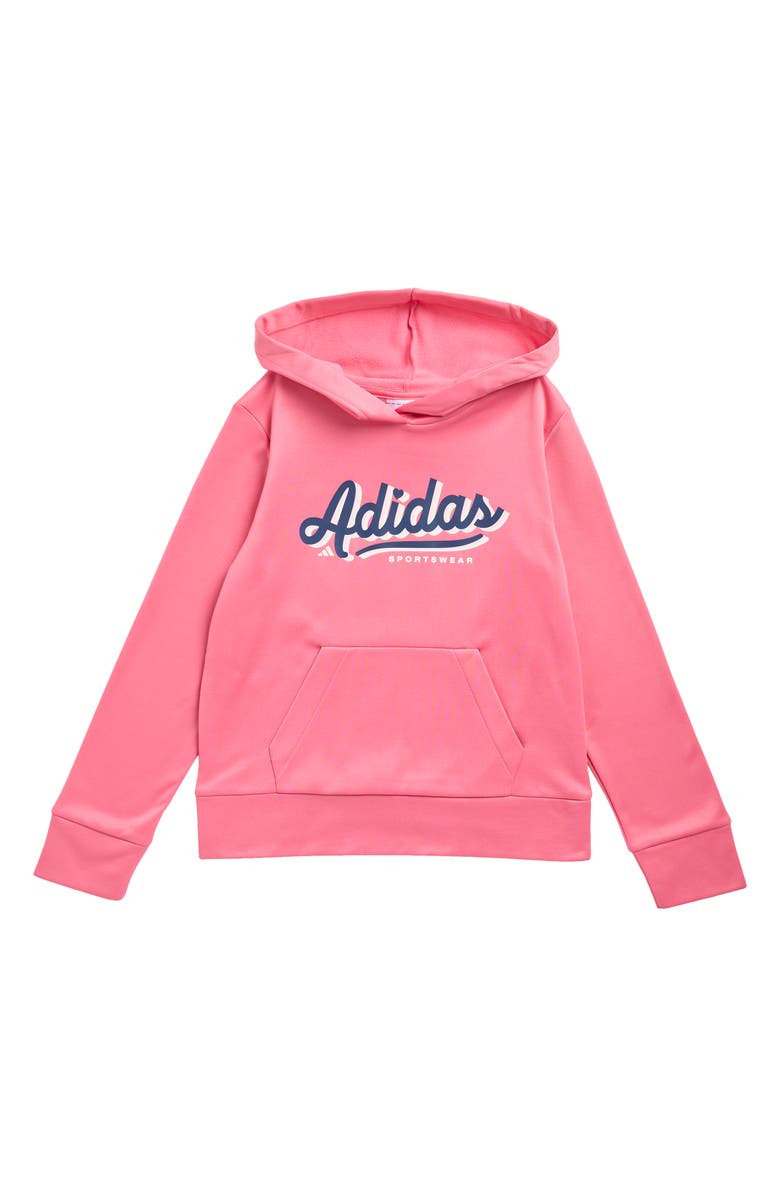 adidas Kids' Logo Fleece Hoodie, Main, color, Pink Fusion