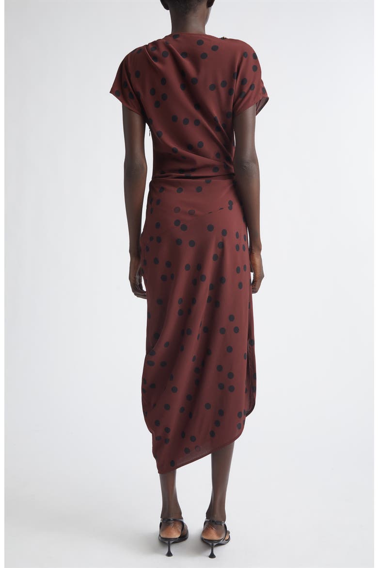 Ren Dot Print Asymmetric Midi Dress, Alternate, color, ESPRESSO MULTI
