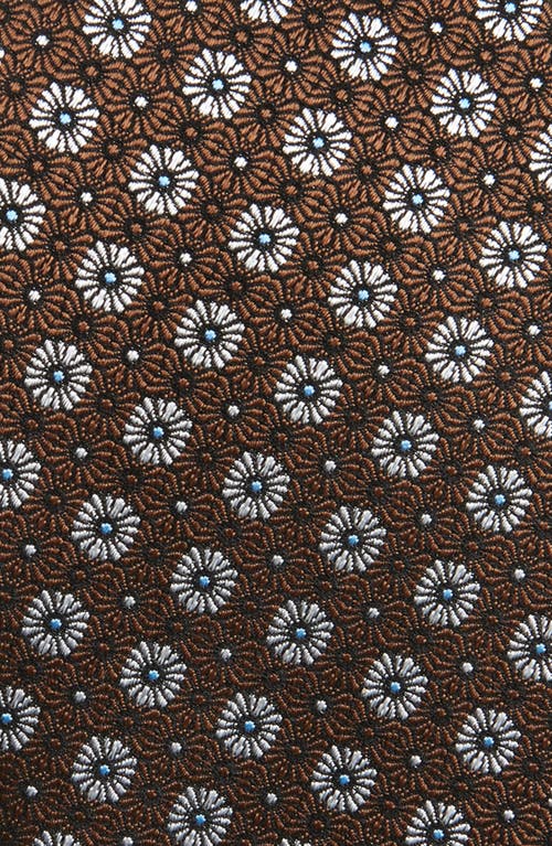 David Donahue Geometric Silk Tie In Brown