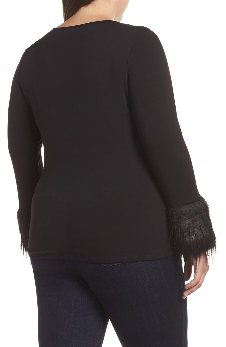 Vince Camuto Faux Fur Cuff Top, Alternate, color, 