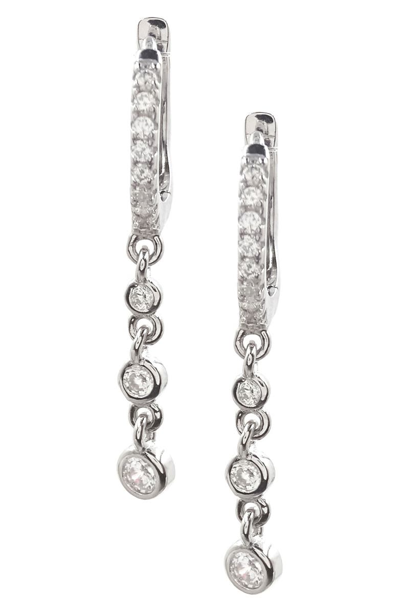 SAVVY CIE JEWELS Sterling Silver Bezel CZ Drop Earrings, Main, color, 