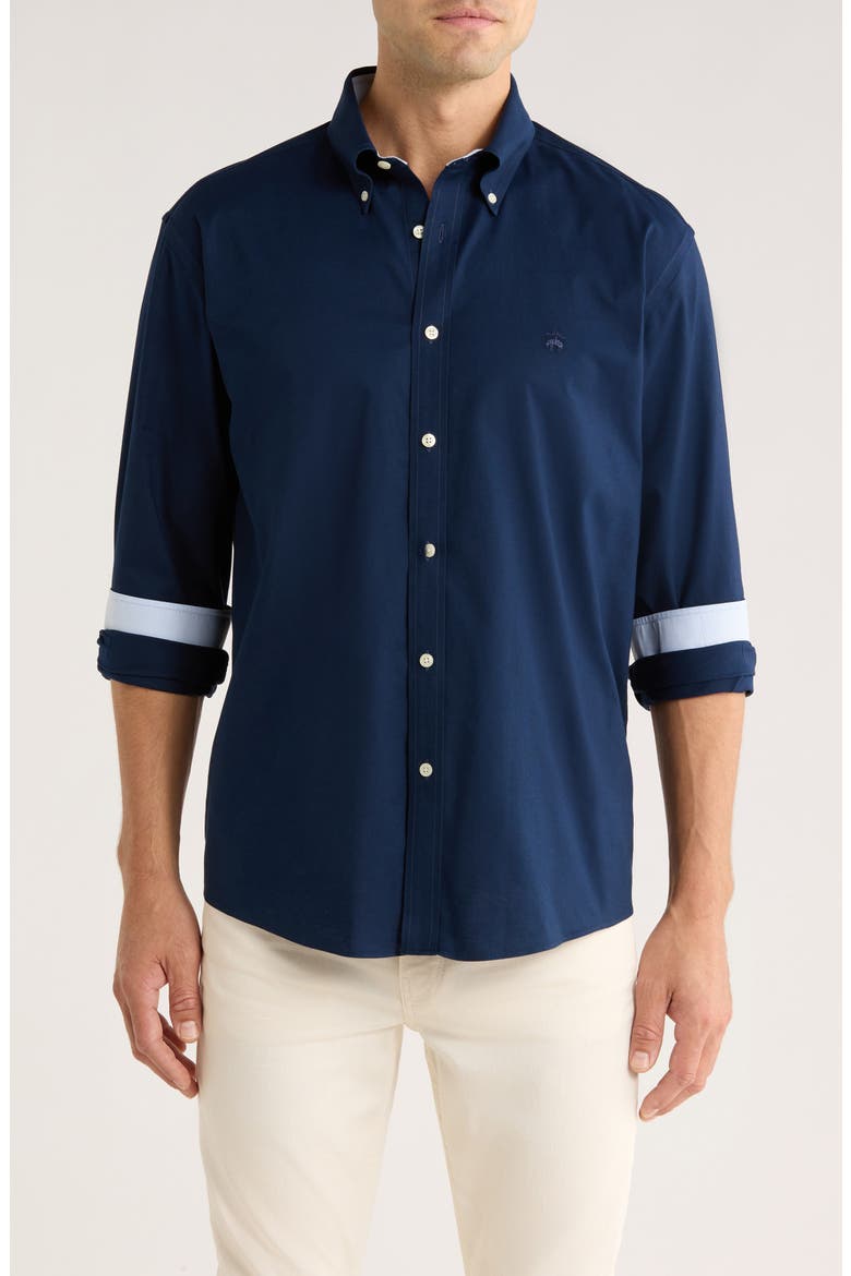 Regular Fit Stretch Button-Down Shirt Regular Fit Stretch Button-Down Oxford Shirt, Main, color, NAVY BLAZER