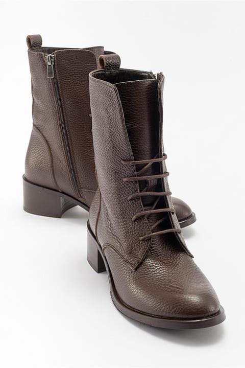 Lana Leather Block Heel Boot
