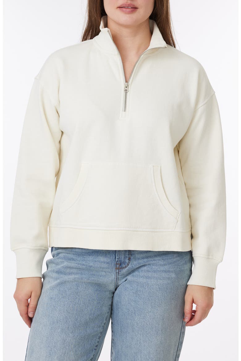 Janet Sunwashed Fleece Quarter Zip Sweatshirt, Main, color, ANTIQUE WHITE