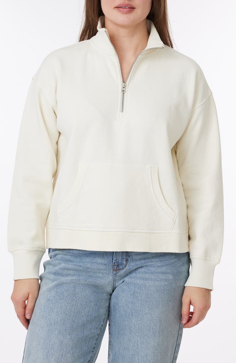 C & C California Janet Sunwashed Fleece Quarter Zip Sweatshirt, Main, color, Antique White
