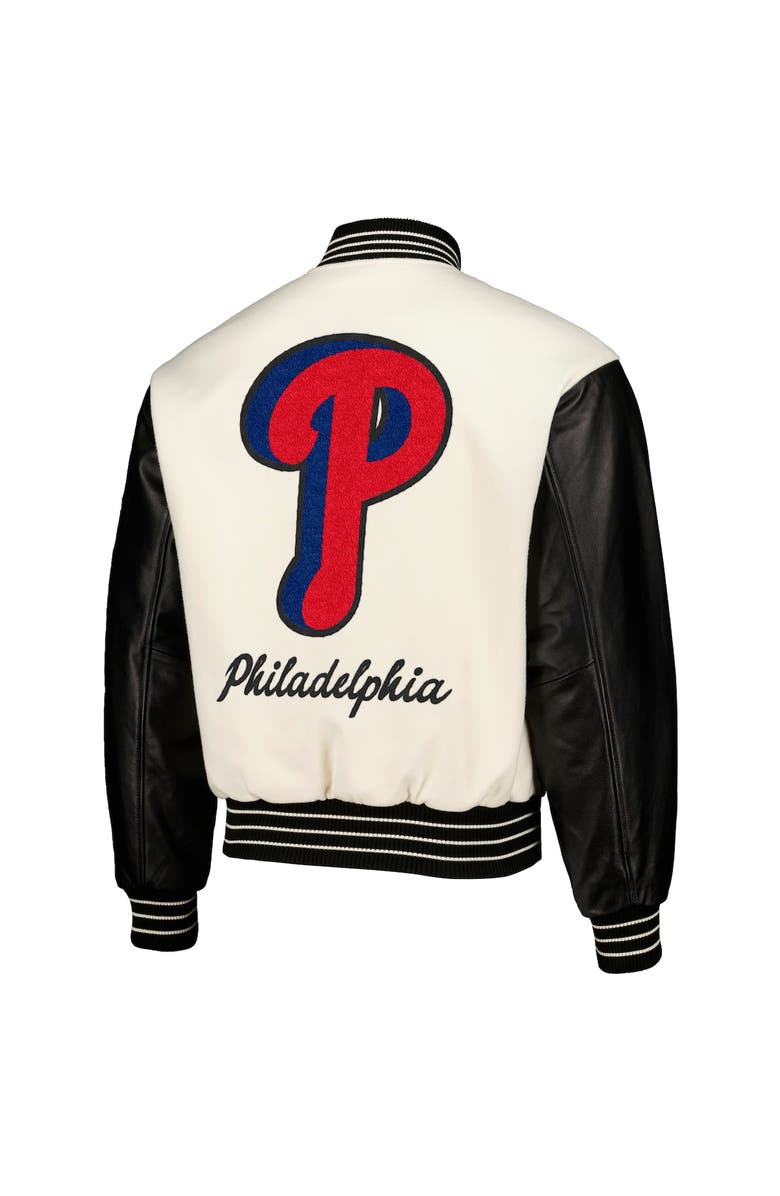 PLEASURES Men's PLEASURES White Philadelphia Phillies Full-Snap Varsity Jacket, Alternate, color, White
