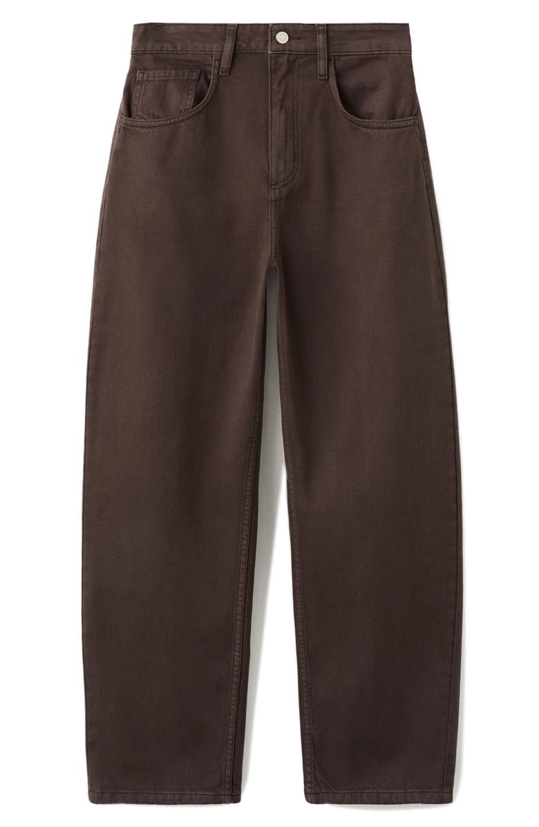 MANGO High Waist Barrel Jeans, Alternate, color, Chocolate