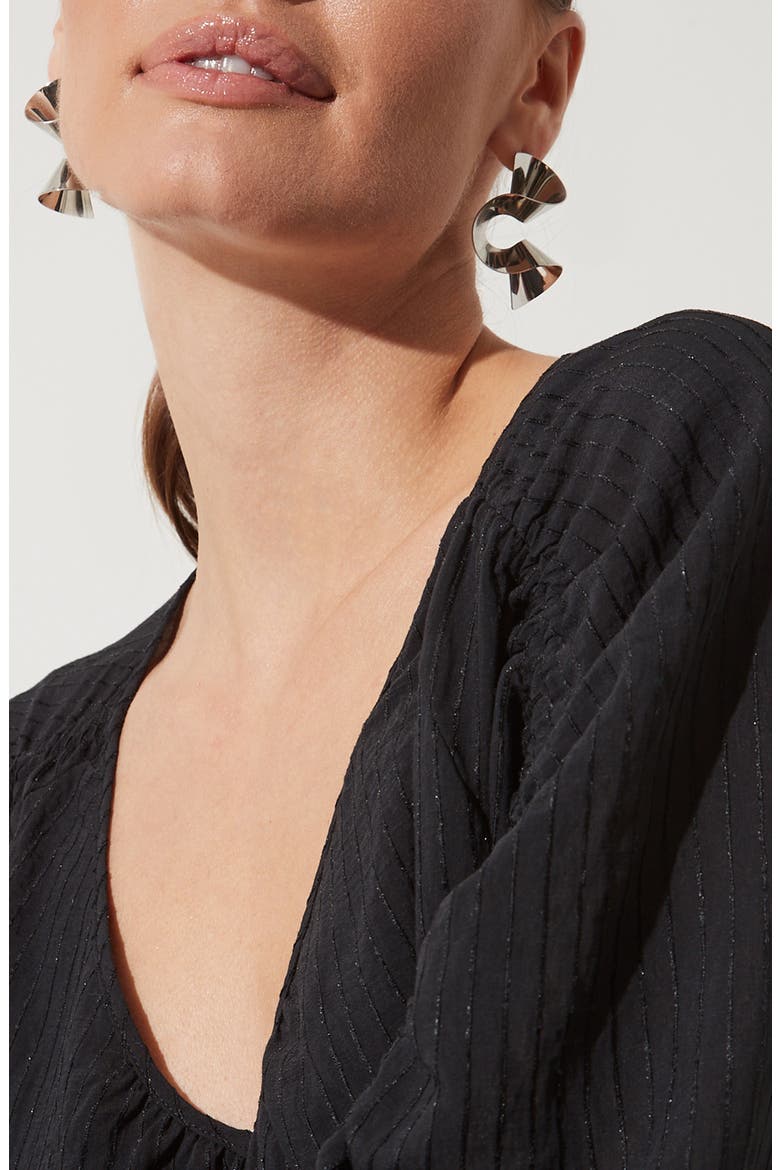 Ruched Long Sleeve Top, Alternate, color, BLACK