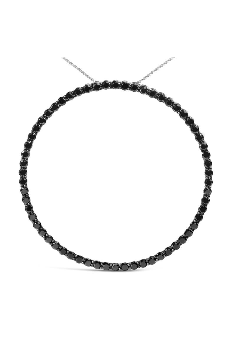 Silver 5.0 Cttw Black Diamond Open Hoop Circle Pendant Necklace, Alternate, color, White