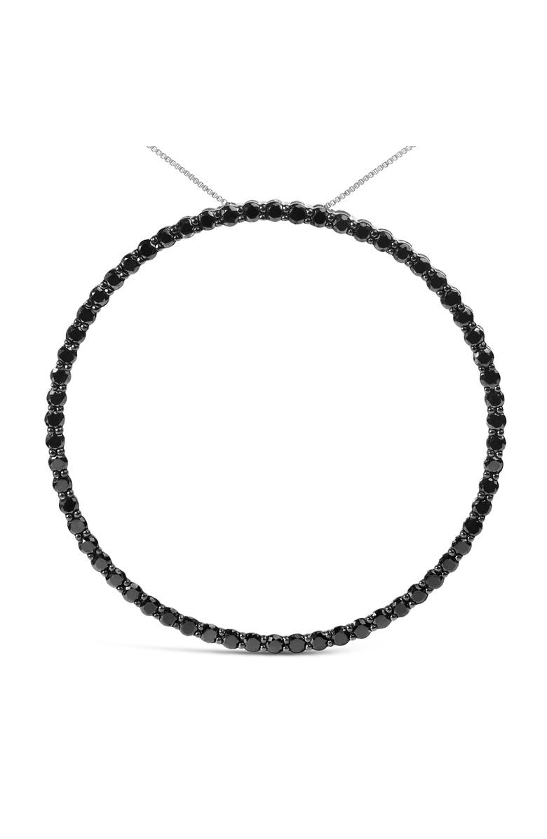 Haus of Brilliance Silver 5.0 Cttw Black Diamond Open Hoop Circle Pendant Necklace, Alternate, color, White