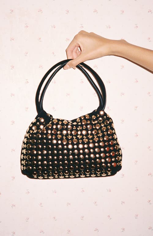 Jeffrey Campbell Lil-brat Leather Handbag In Black Suede Gold