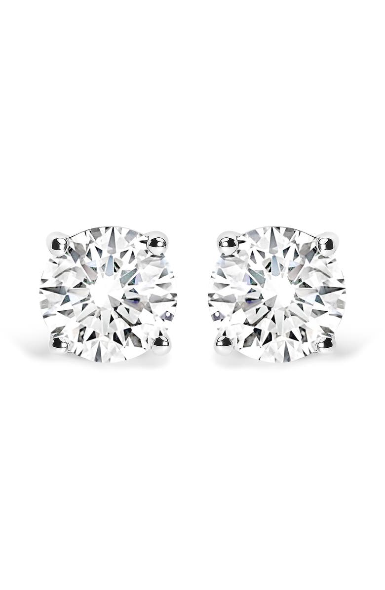 Haus of Brilliance 14K White Gold 2 3/4 Cttw Round Brilliant-Cut Lab Grown Diamond Classic 4-Prong Stud Earrings, Main, color, White Gold