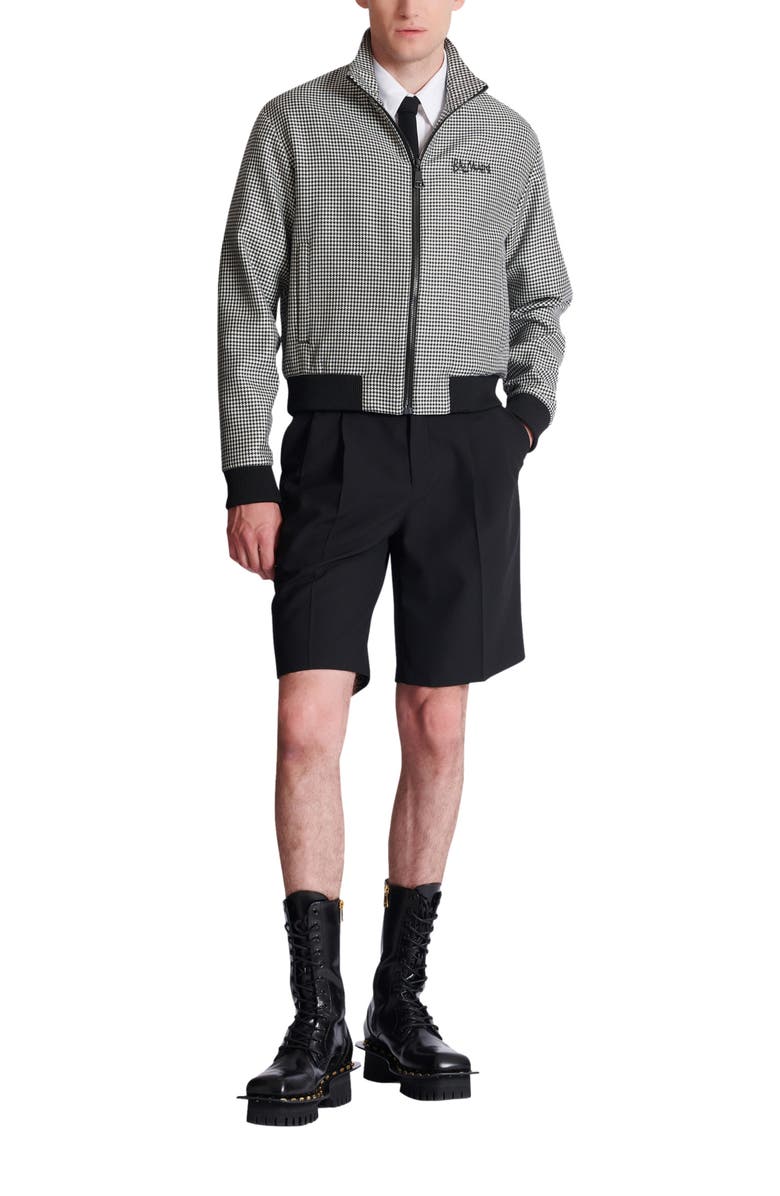 Balmain Houndstooth wool jacket, Alternate, color, Black