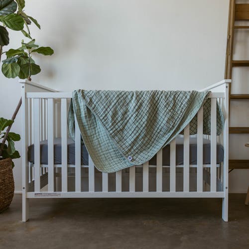 Parker Baby Co. Muslin Quilt In Sage Windowpane