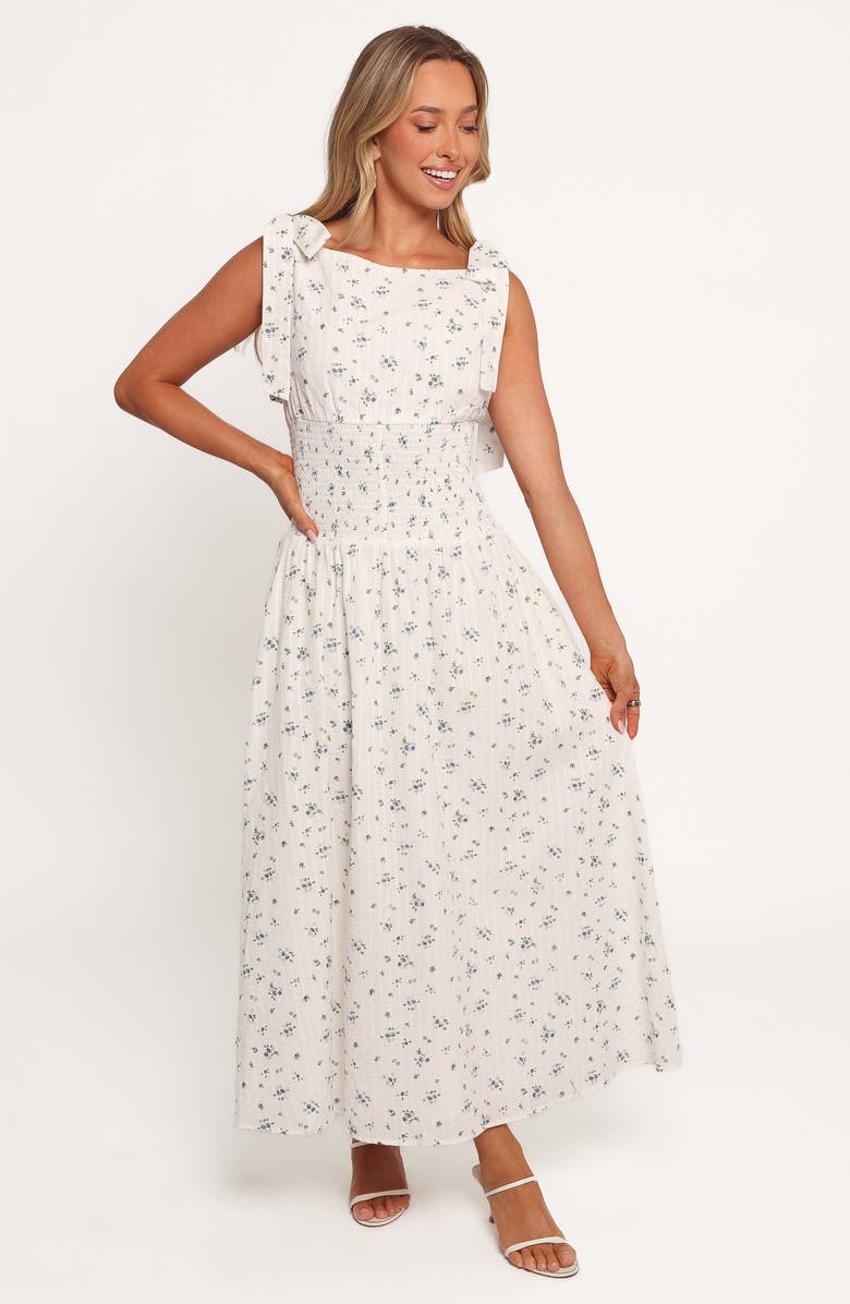 Petal & Pup Leticia Tie Strap Maxi Dress, Alternate, color, Blue Ditsy Floral