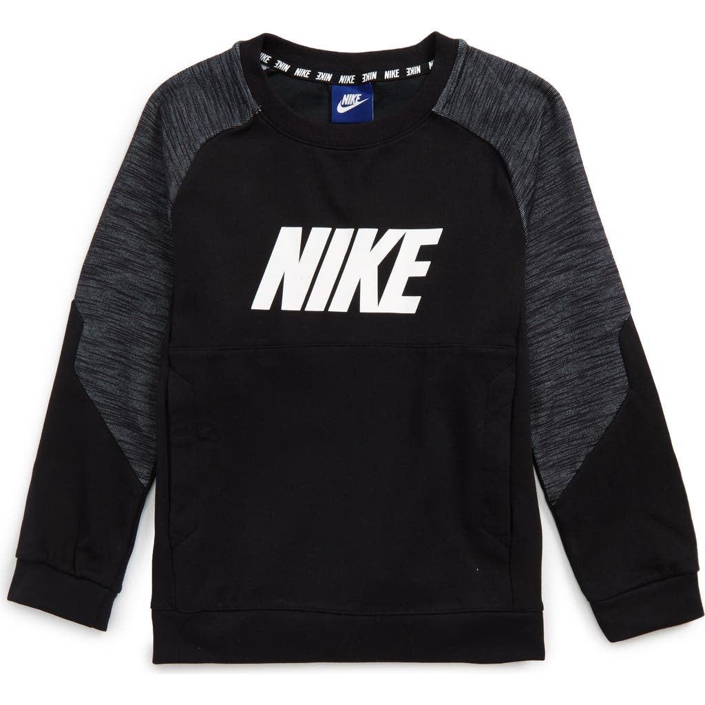 Nike Colorblock Raglan Logo Sweatshirt In Black
