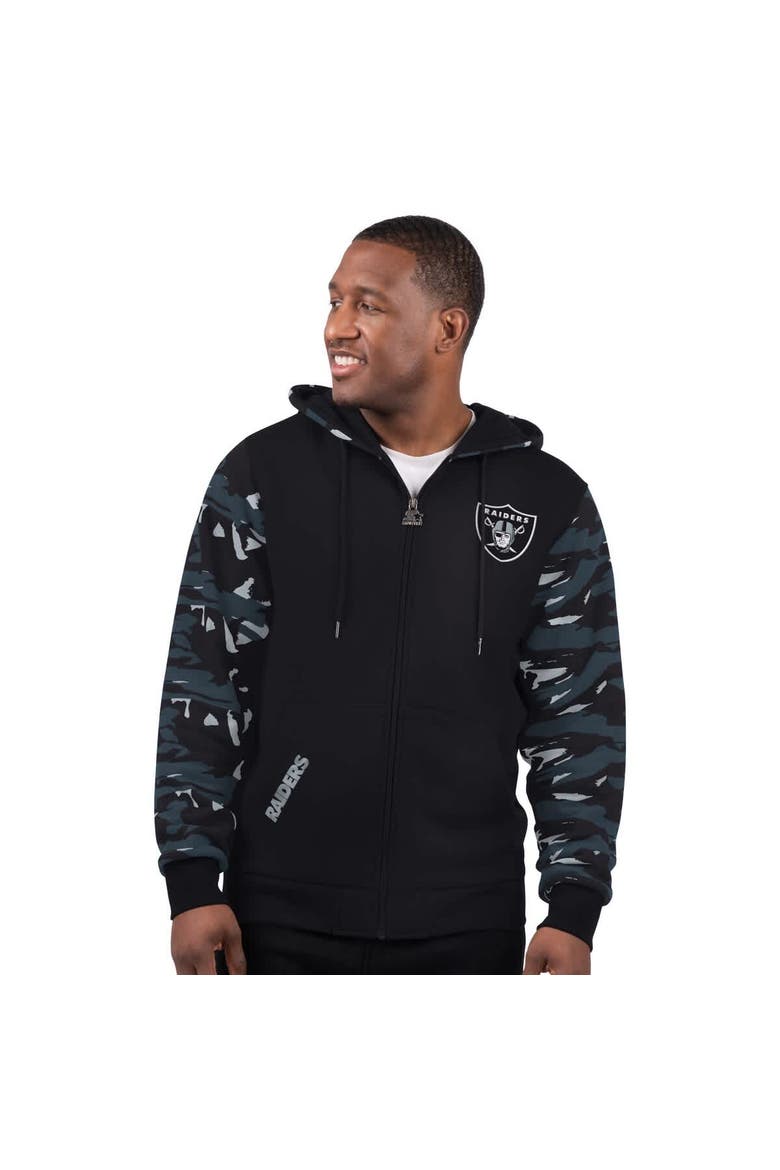 Men's Starter Black Las Vegas Raiders Thursday Night Gridiron Full-Zip Hoodie, Alternate, color, Black