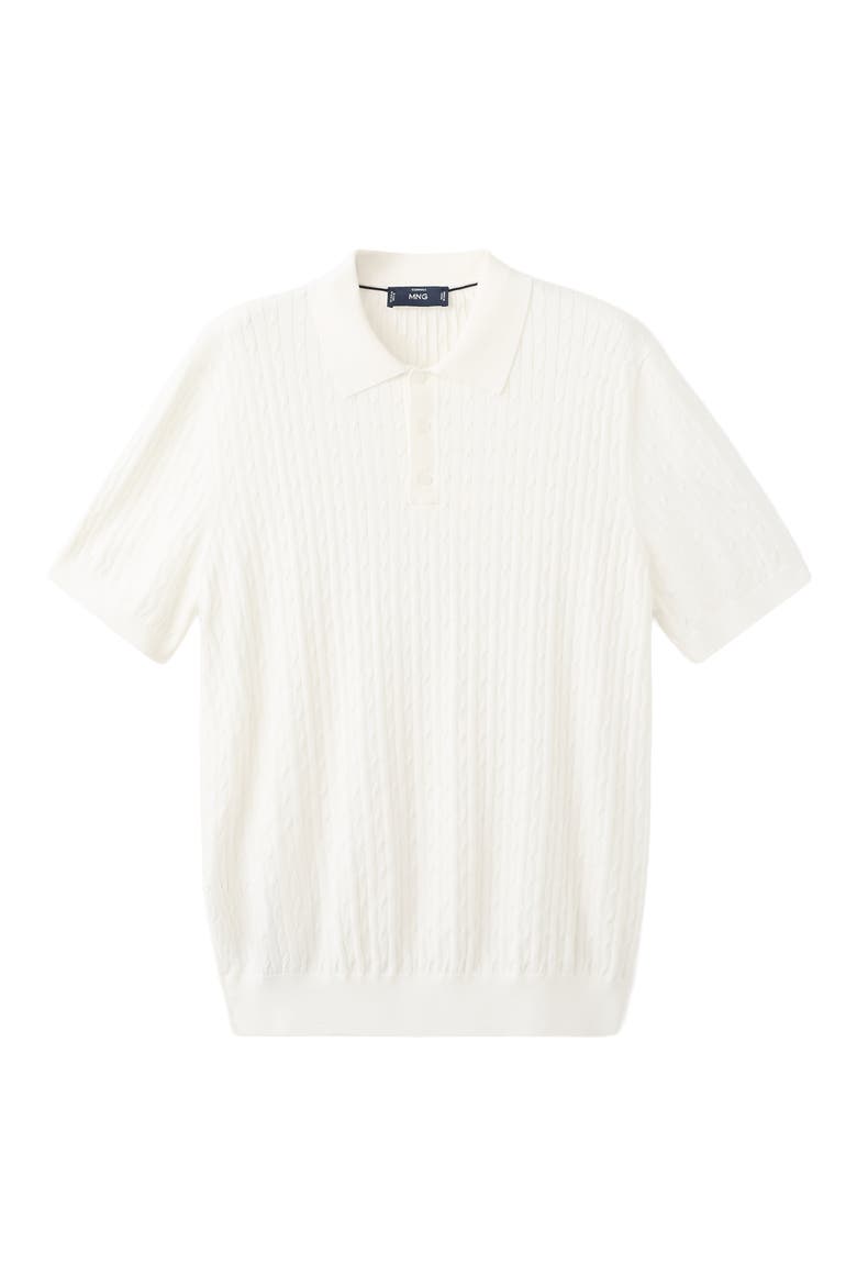 Cable Stitch Polo Sweater, Alternate, color, OFF WHITE