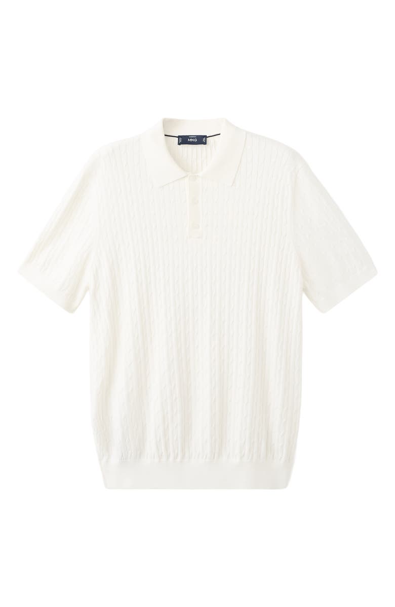 MANGO Cable Stitch Polo Sweater, Alternate, color, Off White