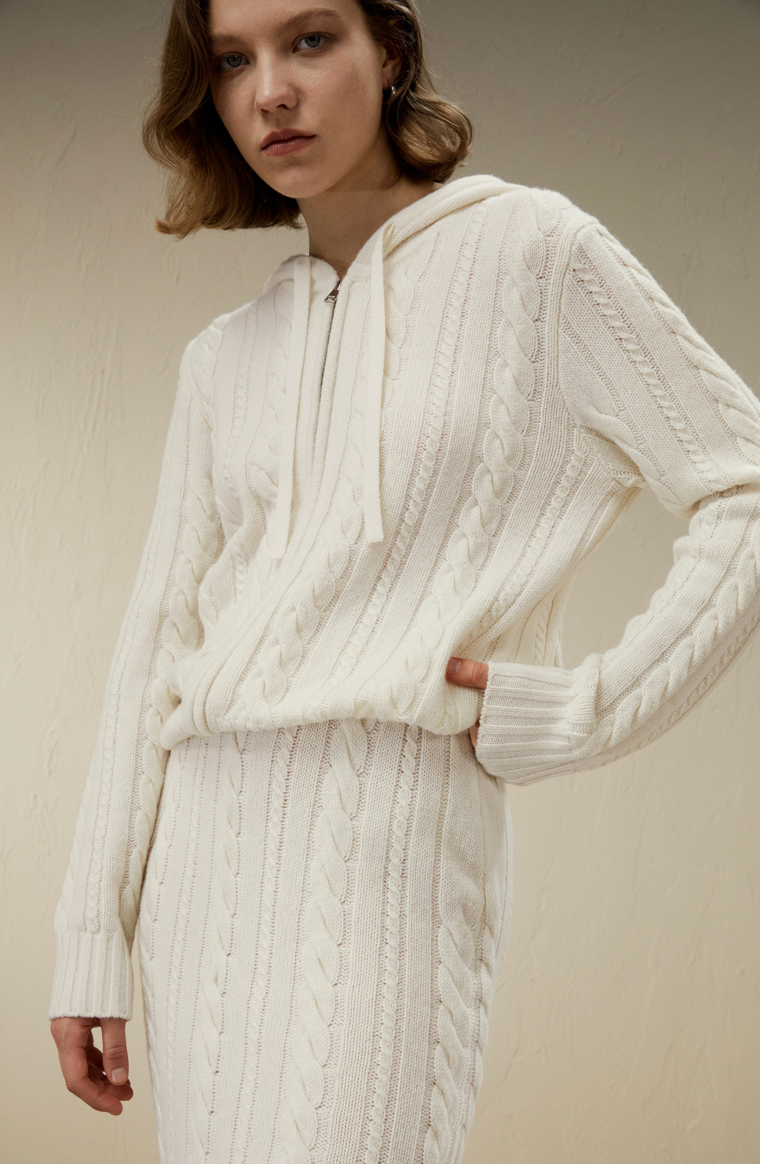 Bela Cable-Knit Wool-Cashmere Blend Hoodie - image 2