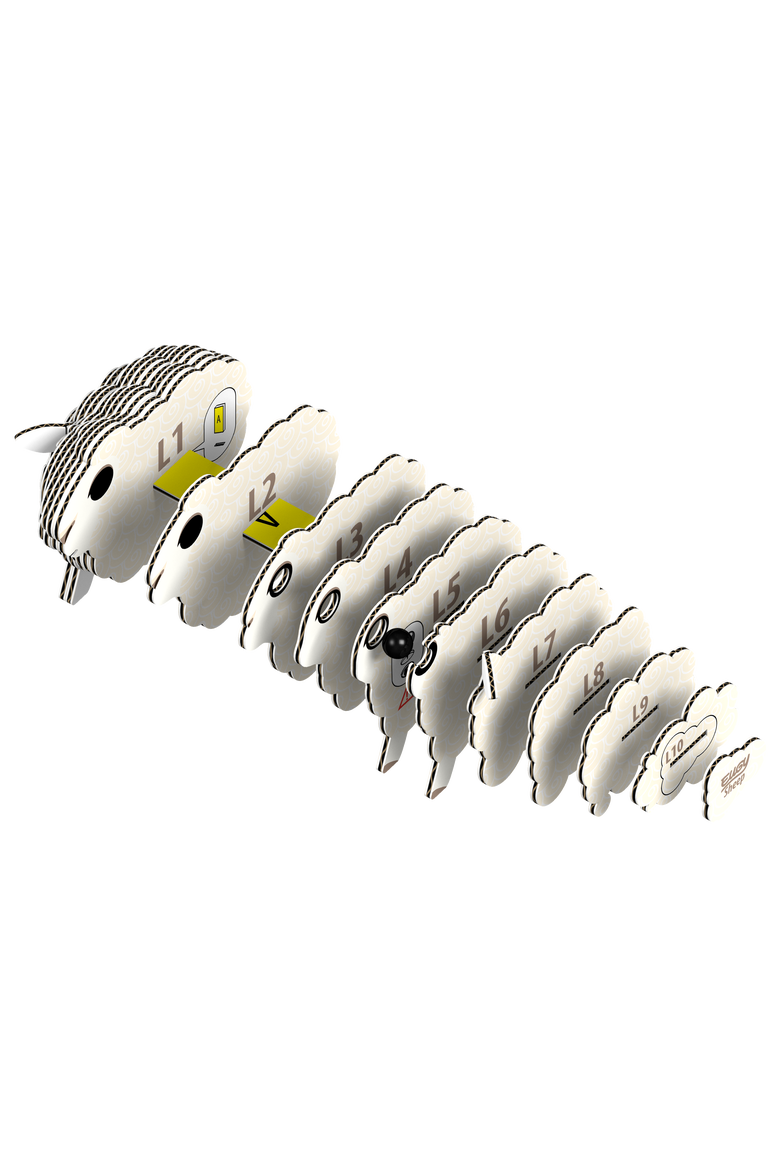 Sheep 3D Puzzle, Alternate, color, No Color