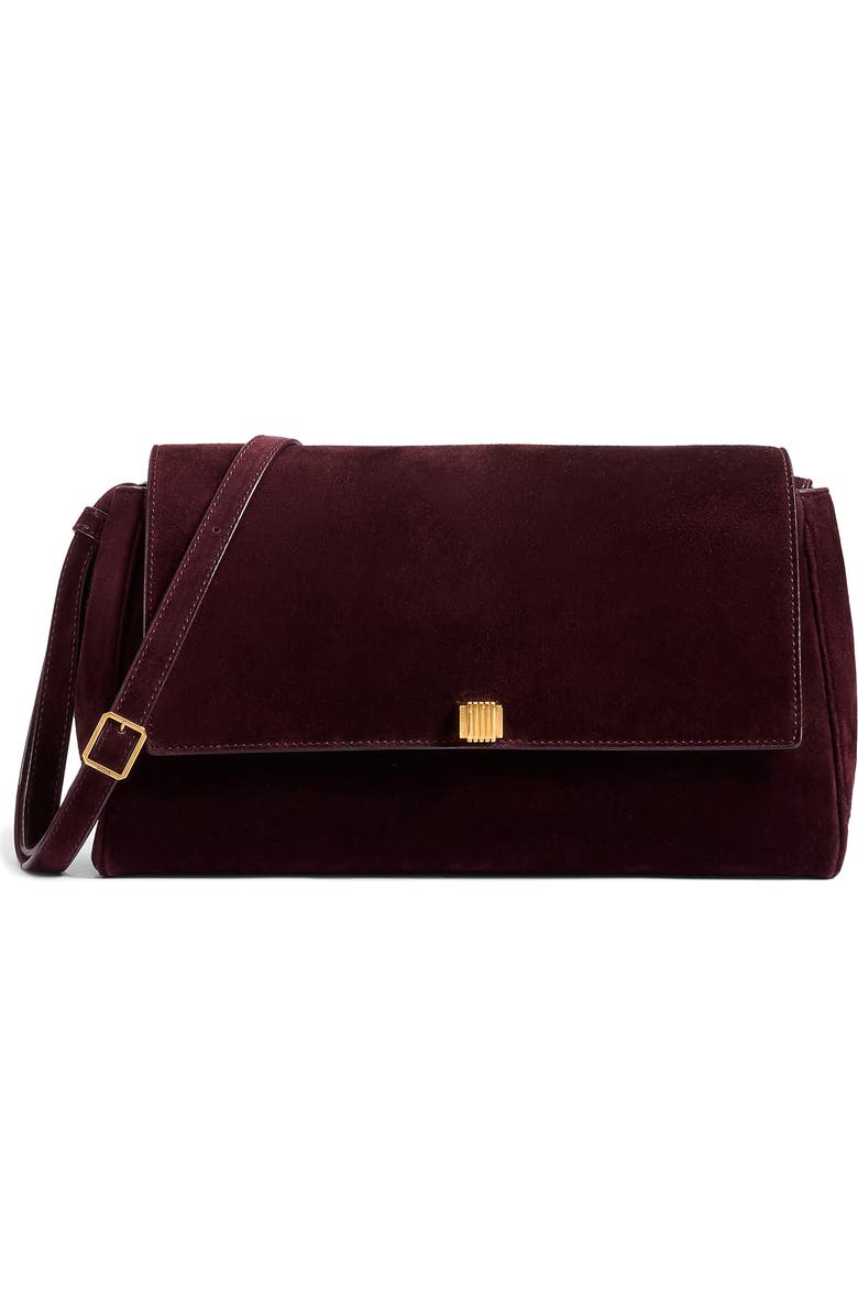 Khaite Audrey Suede Crossbody Bag, Main, color, Eggplant