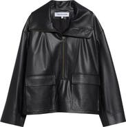 Veronica Beard Brian Faux Leather Popover Jacket