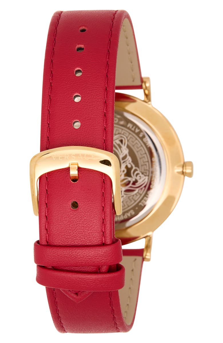 Versace V-Eternal Leather Strap Watch, 42mm, Alternate, color, Gold