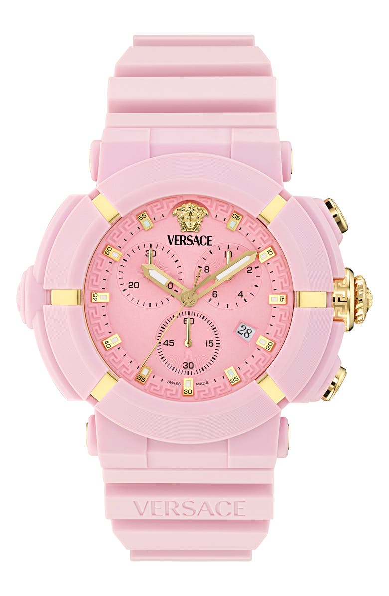 Versace Real Active Chronograph Bracelet Watch, 45mm, Main, color, Pink Ecoceramic