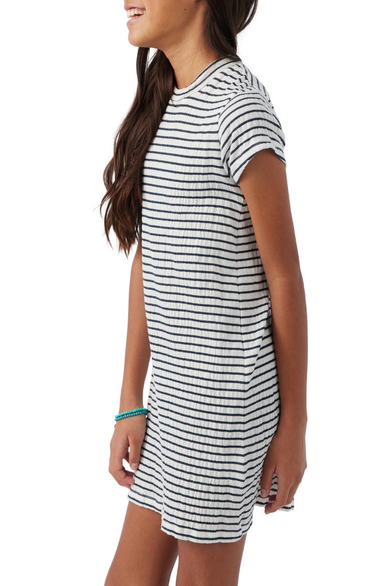 Kids' Torri Stripe Short Sleeve Shift Dress, Alternate, color, SLATE