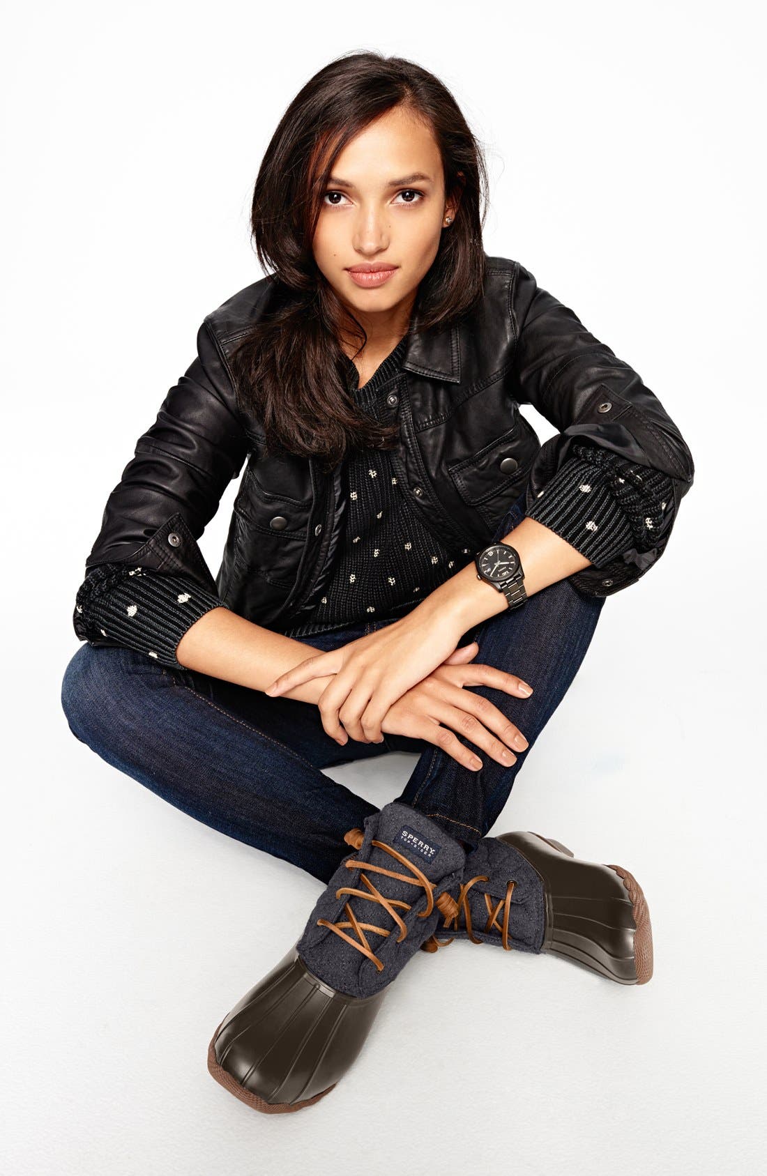 SPERRY TOP-SIDER<sup>®</sup> Sperry 'Saltwater' Waterproof Rain Boot, Alternate, color, 