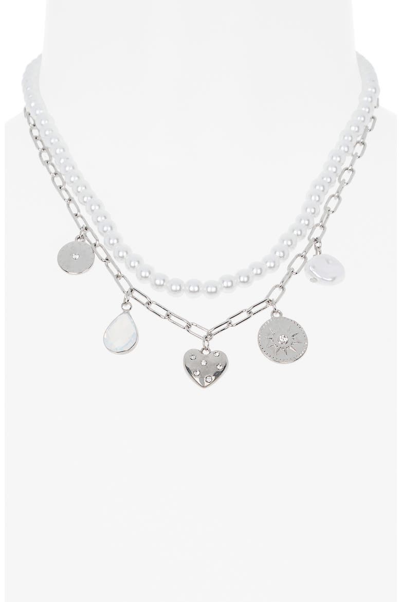 Layered Chain Link Charm Necklace, Alternate, color, RHODIUM MULTI