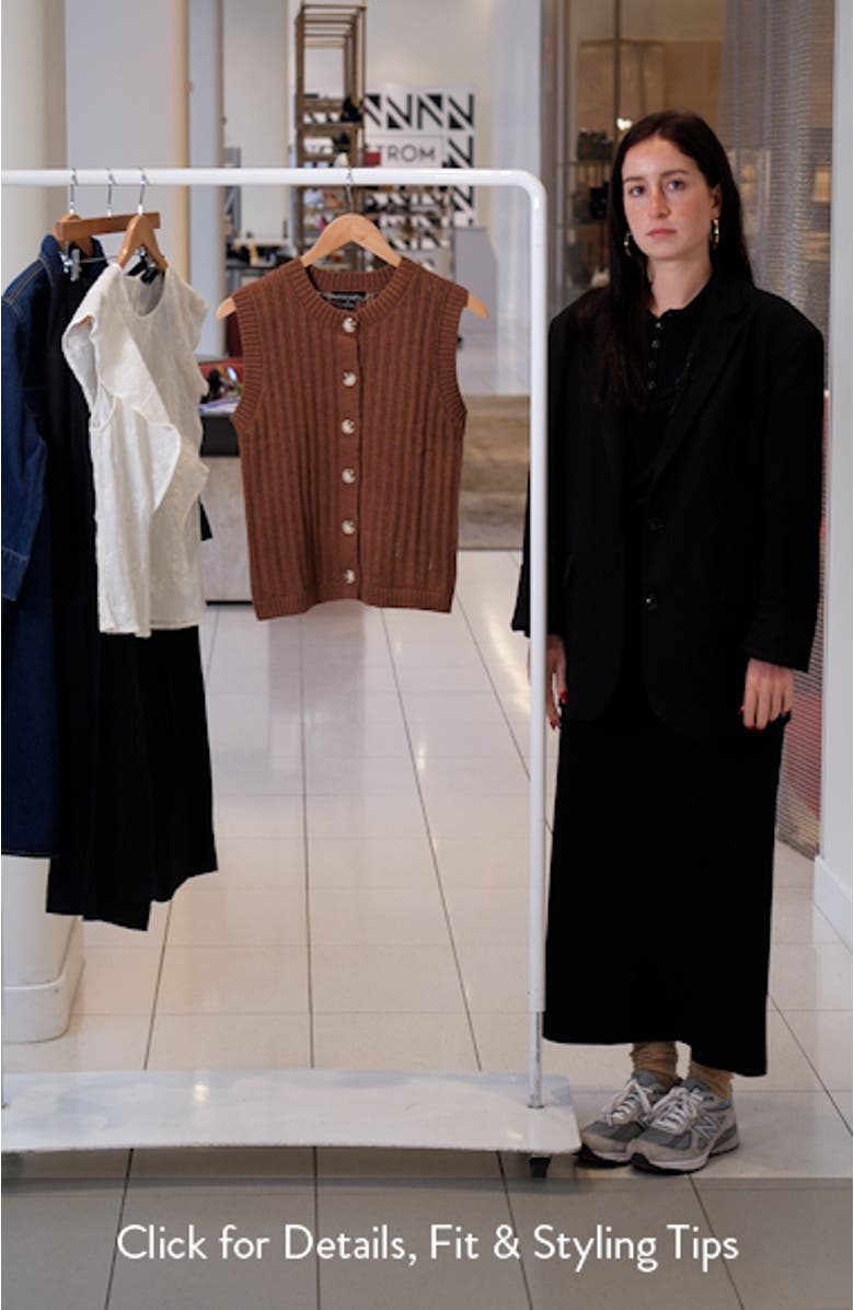 Pointelle Stitch Cotton Button-Up Sweater Vest, sales video thumbnail