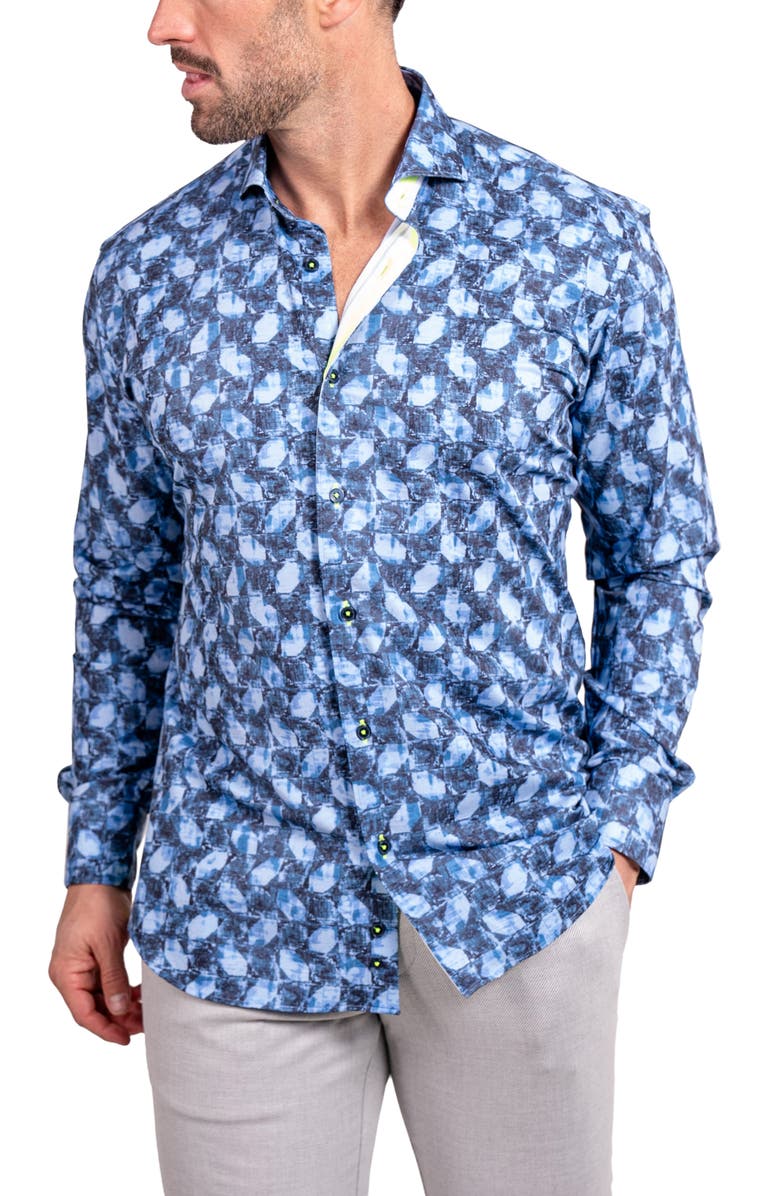 Maceoo Einstein Stretch Ascension Contemporary Fit Button-Up Shirt, Alternate, color, Blue