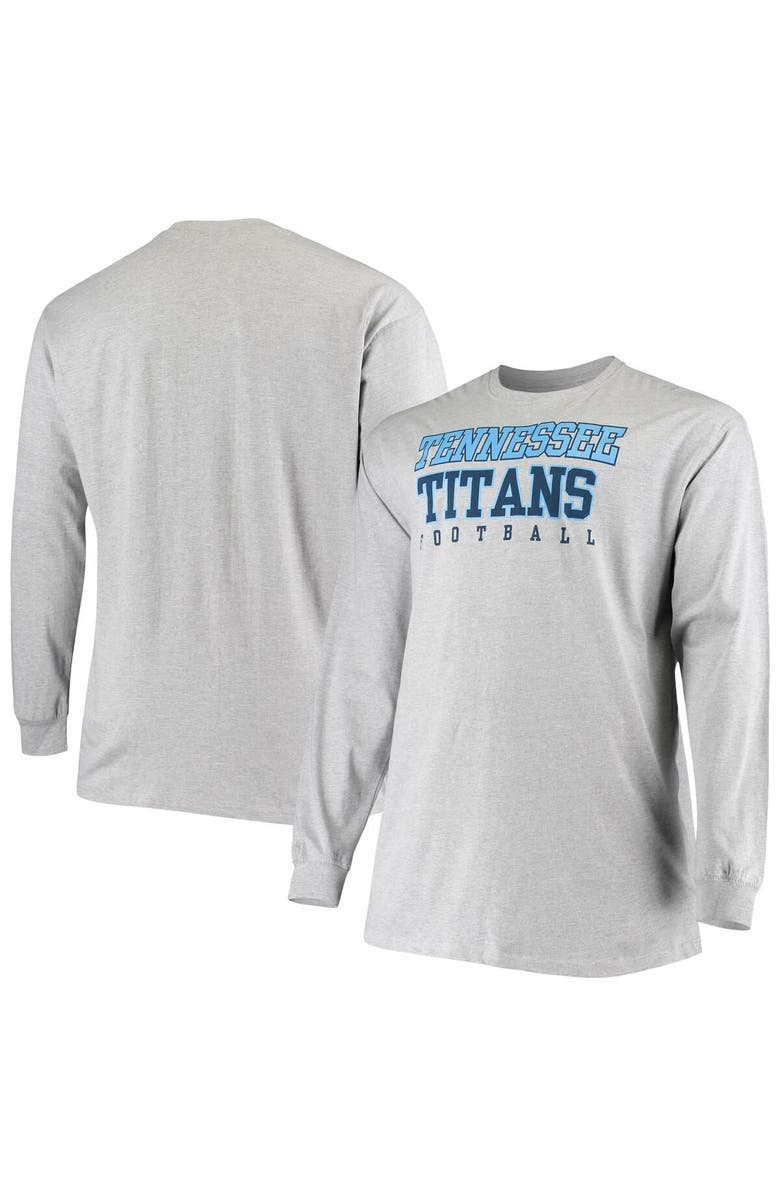 FANATICS Men's Fanatics Branded Heathered Gray Tennessee Titans Big & Tall Practice Long Sleeve T-Shirt, Main, color, 