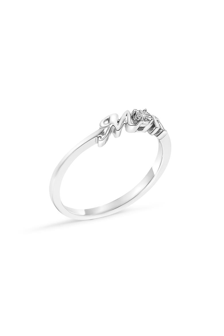 Silver Diamond Accent "MOM"  Ring, Alternate, color, White