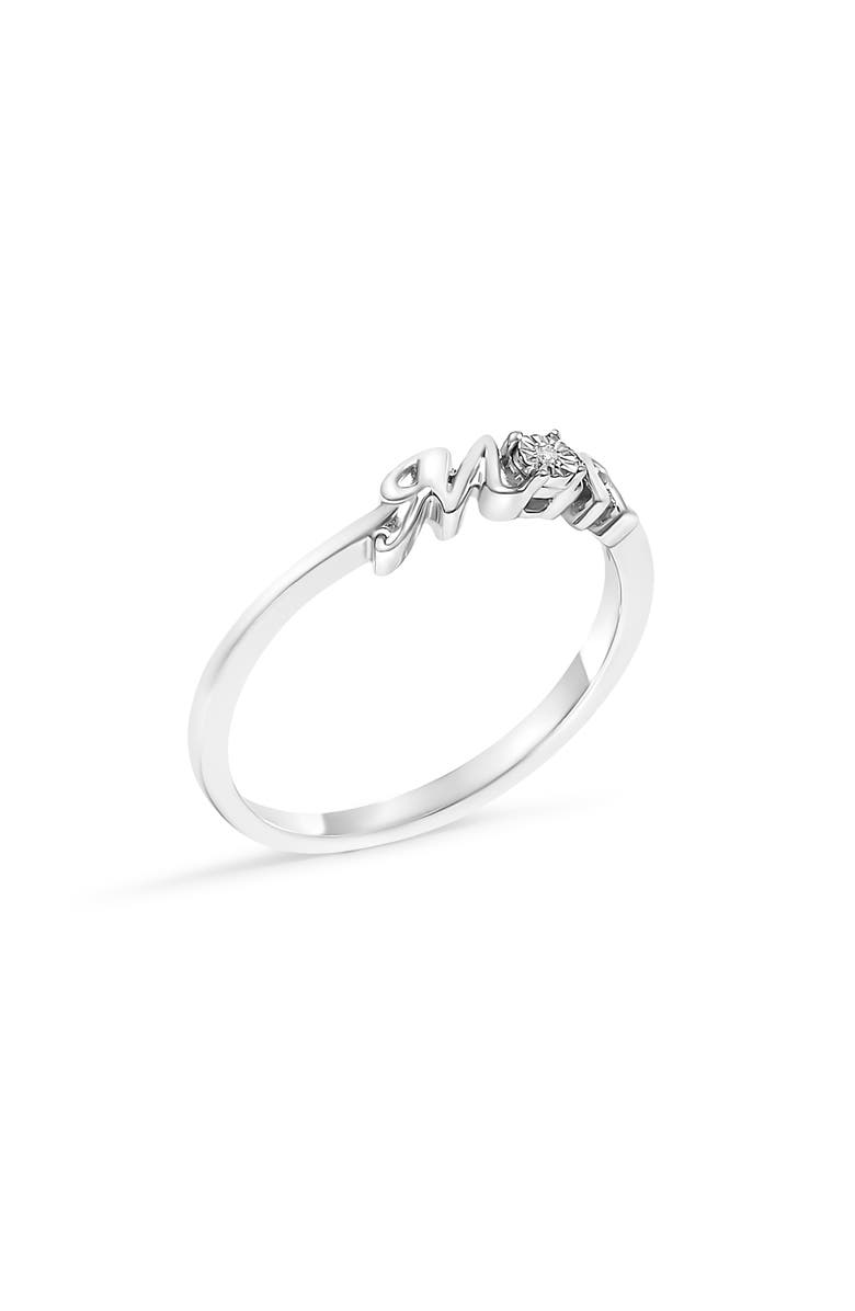 Haus of Brilliance Silver Diamond Accent "MOM" Ring, Alternate, color, White