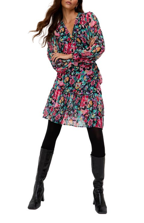 Flora Wraparound Floral Print Mini Dress