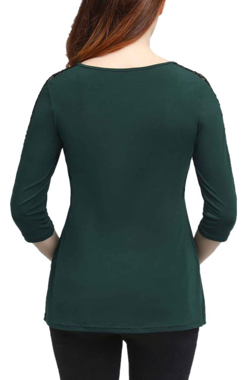 Kimi & Kai Lucy Lace Accent Pleated Maternity Top In Blue