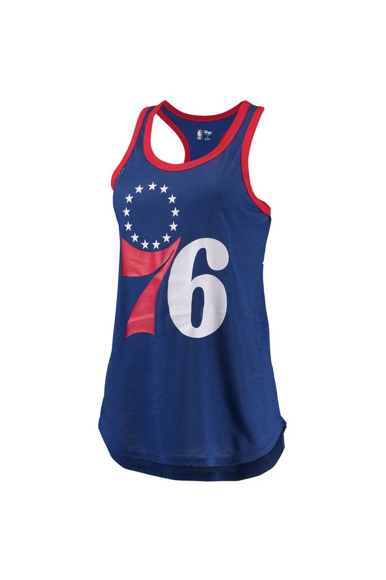 Women's G-III Sports by Carl Banks Royal Philadelphia 76ers Showdown Scoop-Neck Racerback Tank Top, Alternate, color, Royal