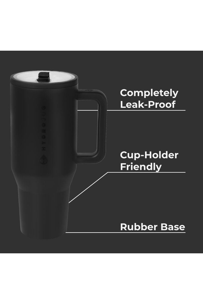 Traveler - Leakproof Insulated 40oz Water Bottle with Handle & Flip Straw, Alternate, color, Black