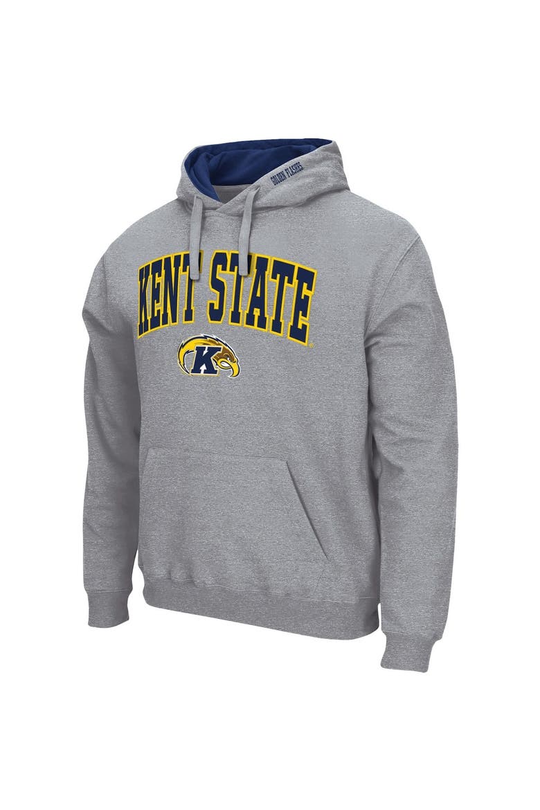 Men's Colosseum Heathered Gray Kent State Golden Flashes Arch and Logo Pullover Hoodie, Alternate, color, Heather Gray