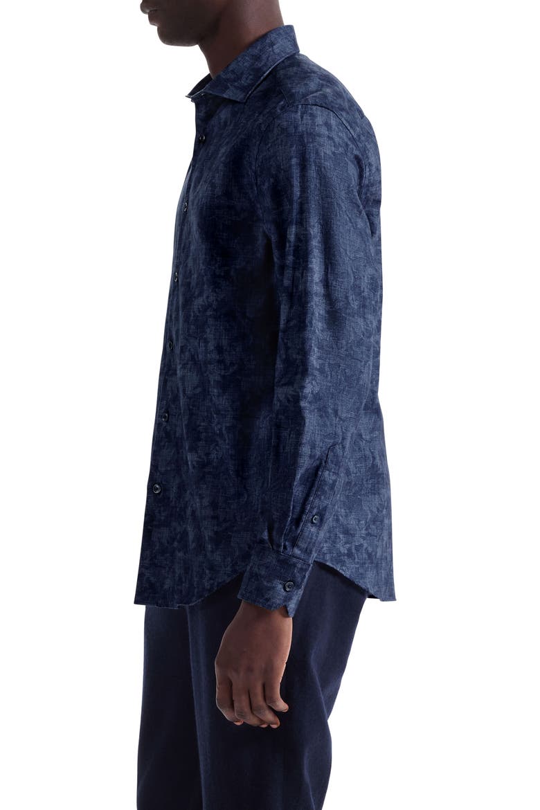 Axel Trim Fit Abstract Floral Cotton Button-Up Shirt, Alternate, color, NIGHT BLUE