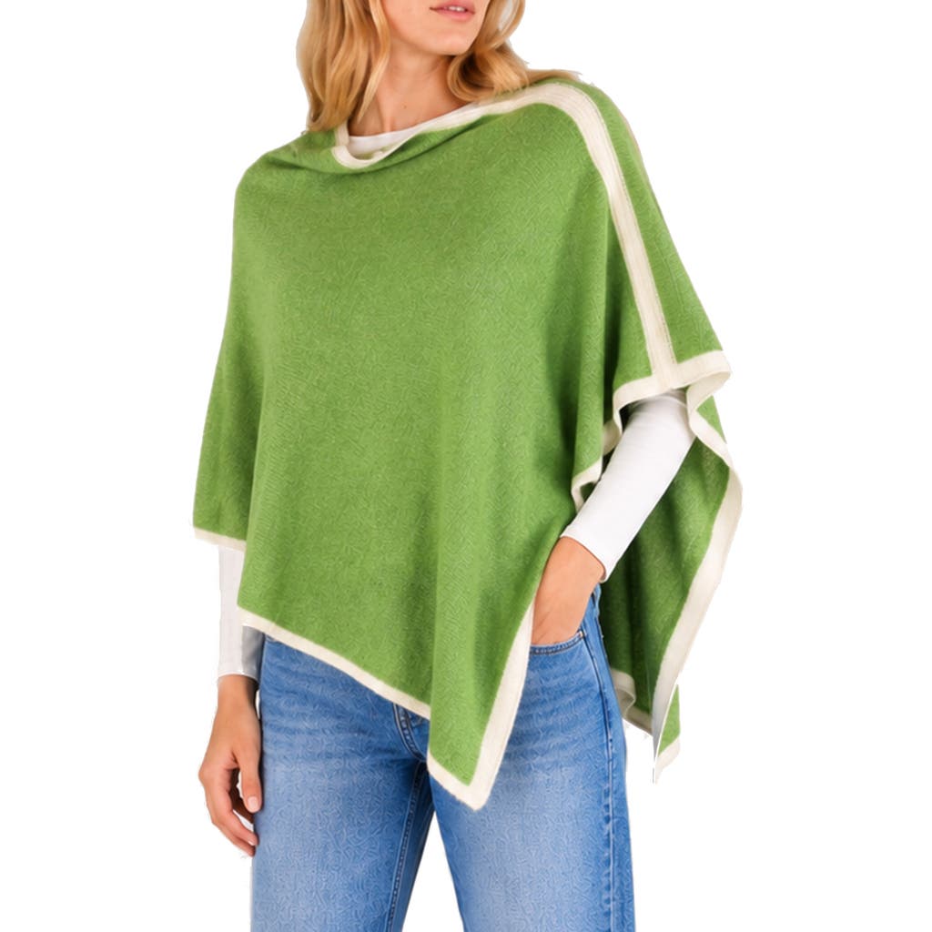 Portolano Cashmere Cowl Neck Poncho in Sapling/White at Nordstrom Rack