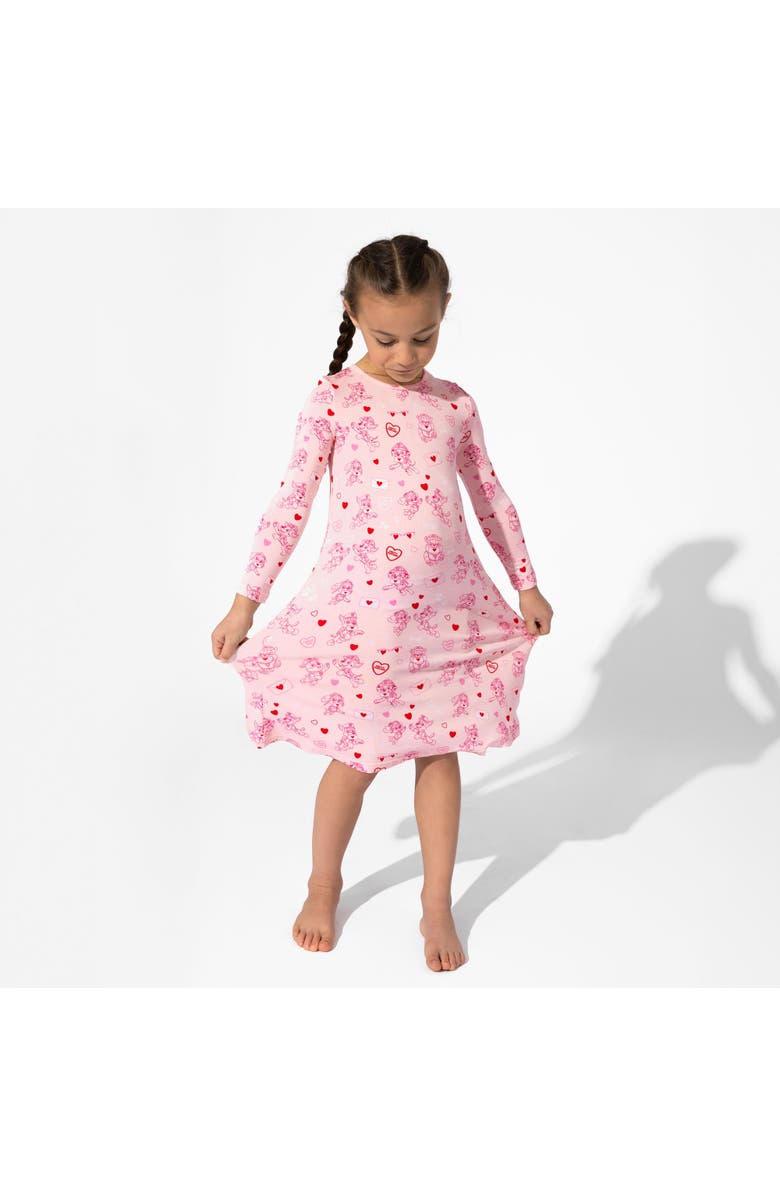 Bellabu Bear Kids' PAW Patrol Valentine's Pink Long Sleeve Dress, Alternate, color, Paw Valentine Pink