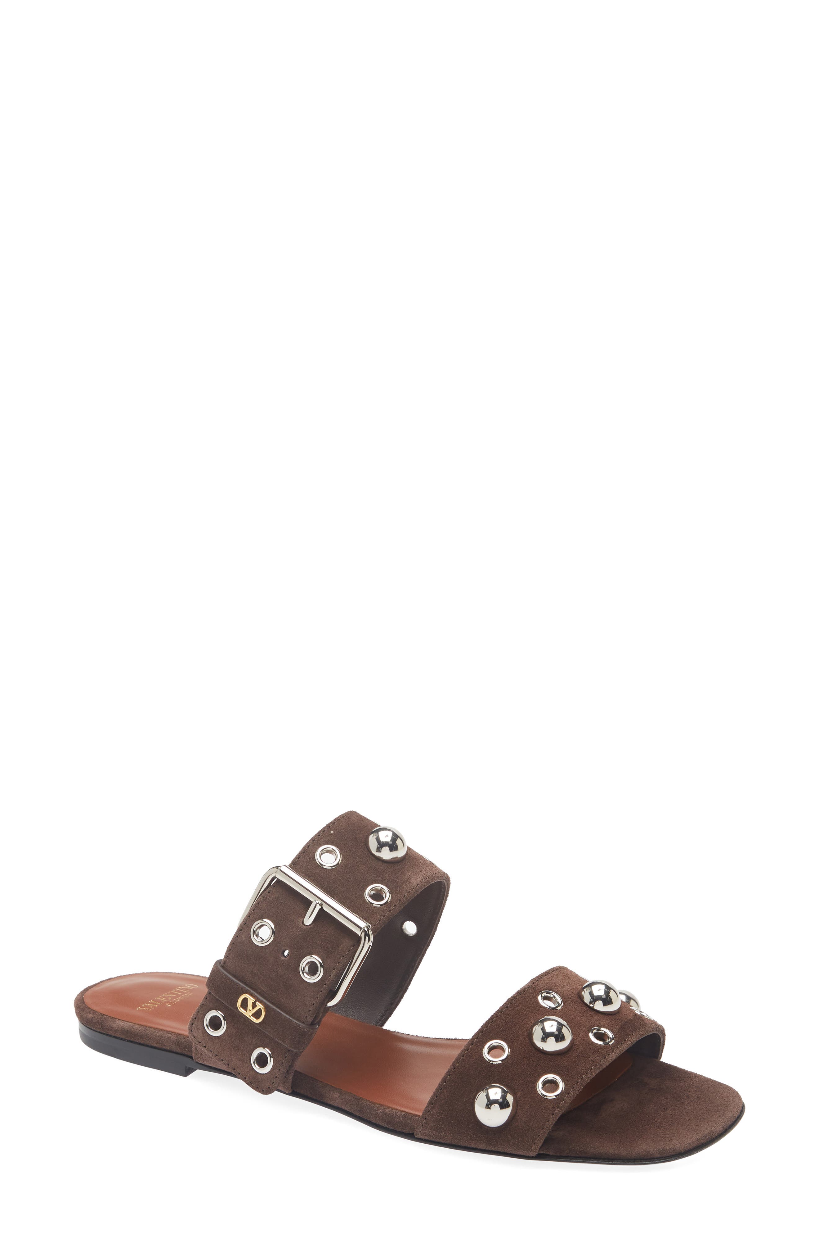 Valentino Garavani Nellcôte Slide Sandal, Main, color, Brown
