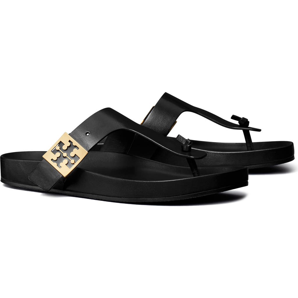 Tory Burch Leather Thong Sandals In Black